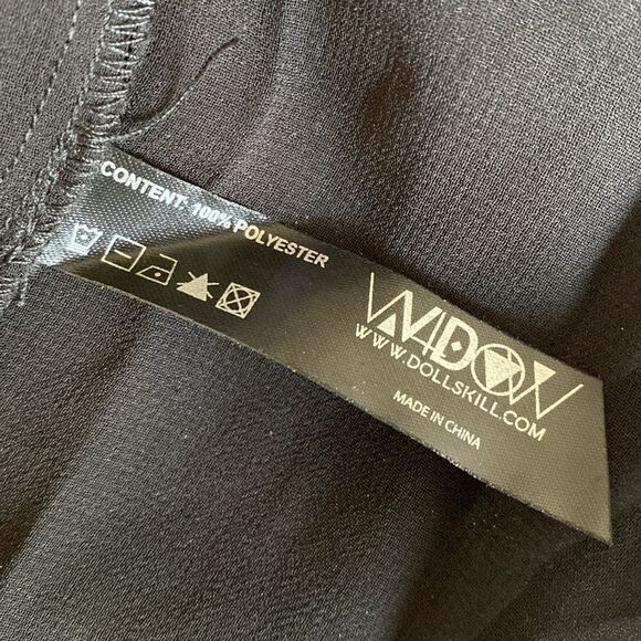 Dolls Kill Widow Sheer Black Babydoll Mini Dress Ruffle w Baby Blue Lace Trim - Picture 5 of 7